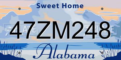 47ZM248 Alabama License Plate
