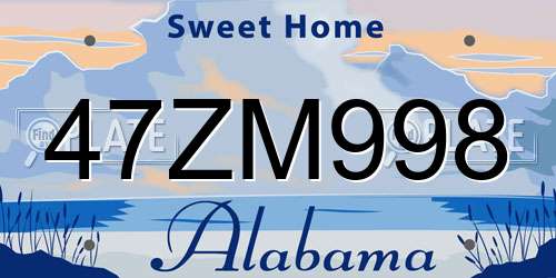47ZM998 Alabama License Plate