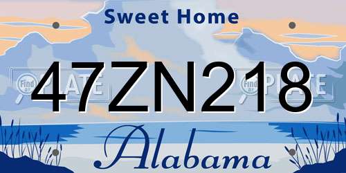 47ZN218 Alabama License Plate