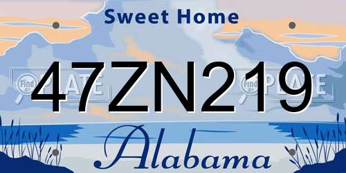47ZN219 Alabama License Plate