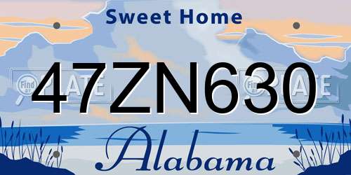 47ZN630 Alabama License Plate