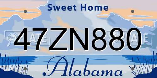 47ZN880 Alabama License Plate