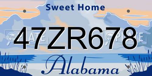 47ZR678 Alabama License Plate