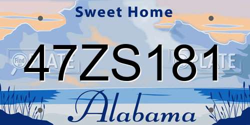 47ZS181 Alabama License Plate