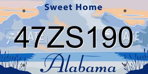 47ZS190 Alabama License Plate