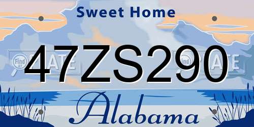 47ZS290 Alabama License Plate