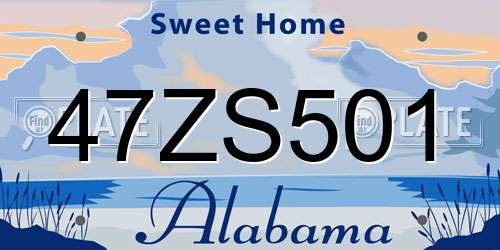 47ZS501 Alabama License Plate