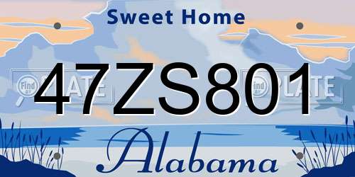 47ZS801 Alabama License Plate