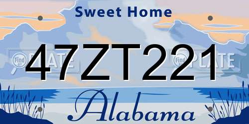 47ZT221 Alabama License Plate