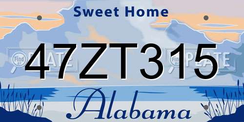 47ZT315 Alabama License Plate