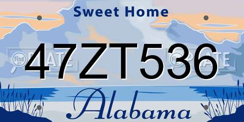 47ZT536 Alabama License Plate