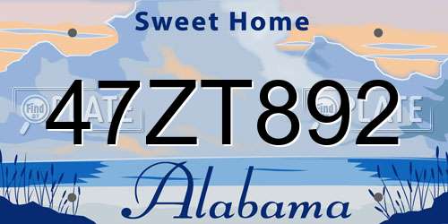 47ZT892 Alabama License Plate