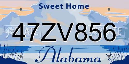 47ZV856 Alabama License Plate