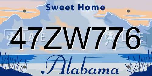 47ZW776 Alabama License Plate