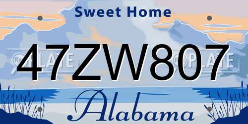 47ZW807 Alabama License Plate