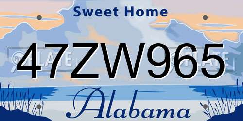 47ZW965 Alabama License Plate