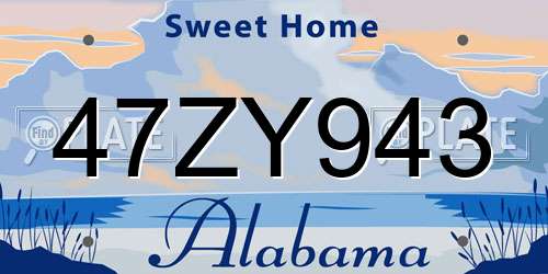 47ZY943 Alabama License Plate