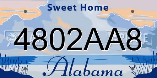 4802AA8 Alabama License Plate