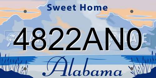4822AN0 Alabama License Plate