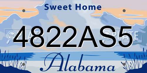 4822AS5 Alabama License Plate