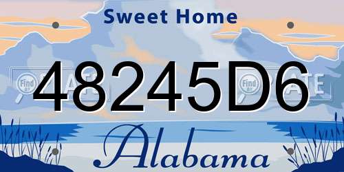 48245D6 Alabama License Plate