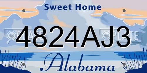 4824AJ3 Alabama License Plate