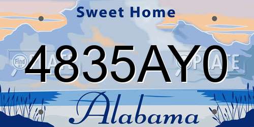 4835AY0 Alabama License Plate