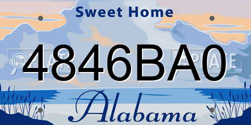 4846BA0 Alabama License Plate