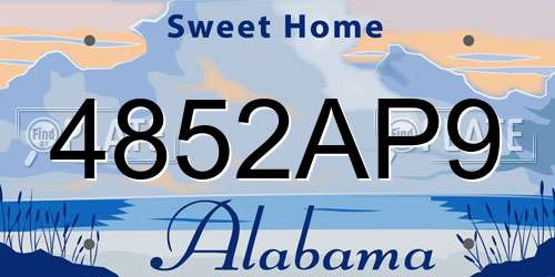 4852AP9 Alabama License Plate