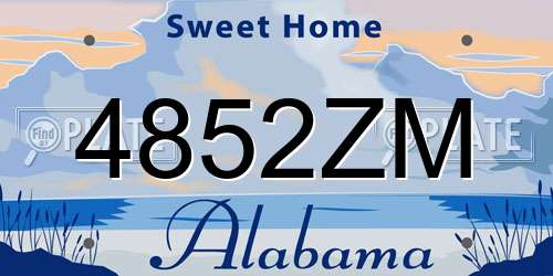 4852ZM Alabama License Plate