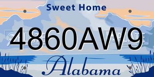 4860AW9 Alabama License Plate