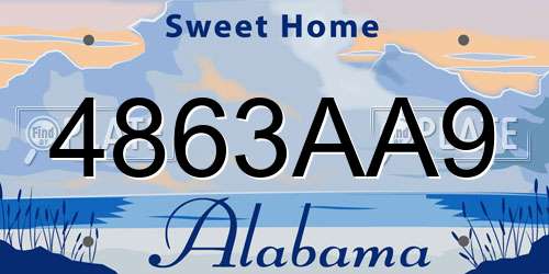 4863AA9 Alabama License Plate