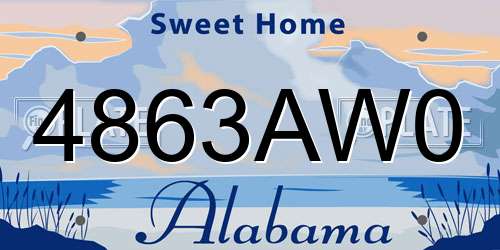 4863AW0 Alabama License Plate