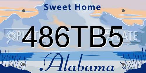 486TB5 Alabama License Plate
