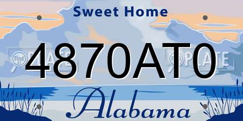 4870AT0 Alabama License Plate