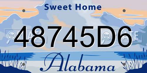 48745D6 Alabama License Plate
