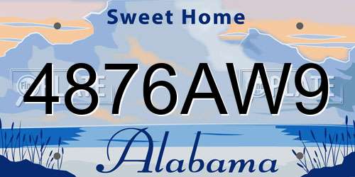 4876AW9 Alabama License Plate