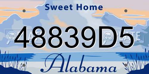 48839D5 Alabama License Plate