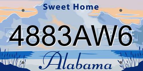 4883AW6 Alabama License Plate