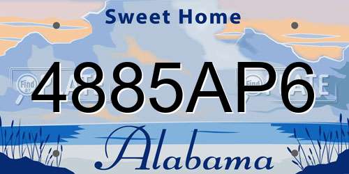 4885AP6 Alabama License Plate