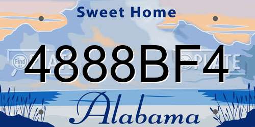 4888BF4 Alabama License Plate