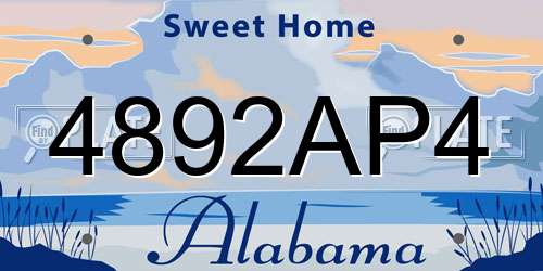4892AP4 Alabama License Plate