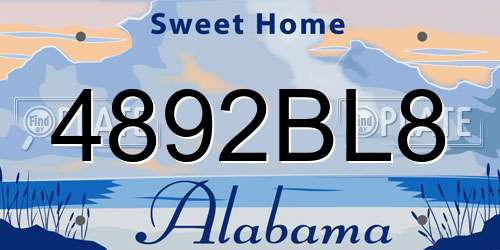4892BL8 Alabama License Plate
