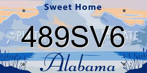 489SV6 Alabama License Plate