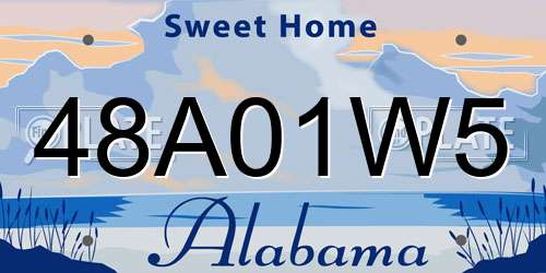 48A01W5 Alabama License Plate