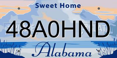 48A0HND Alabama License Plate