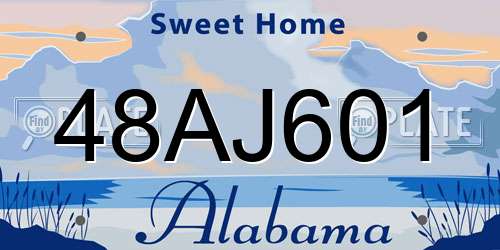 48AJ601 Alabama License Plate