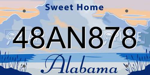 48AN878 Alabama License Plate