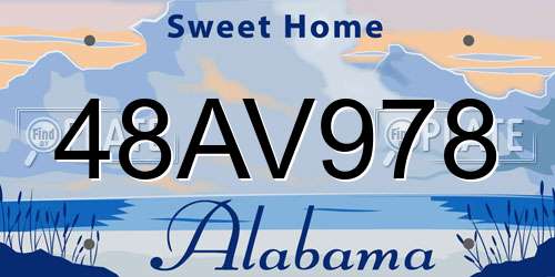 48AV978 Alabama License Plate