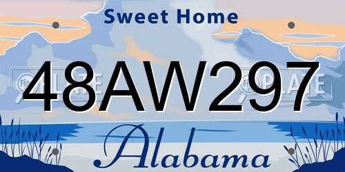 48AW297 Alabama License Plate
